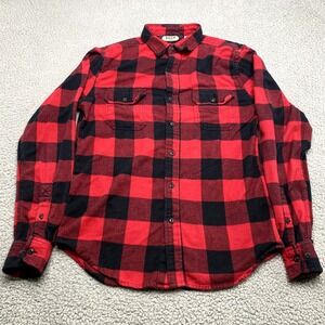 Salt Valley Shirt Mens Small Red Black Buffalo Check Flannel Button Up Western
